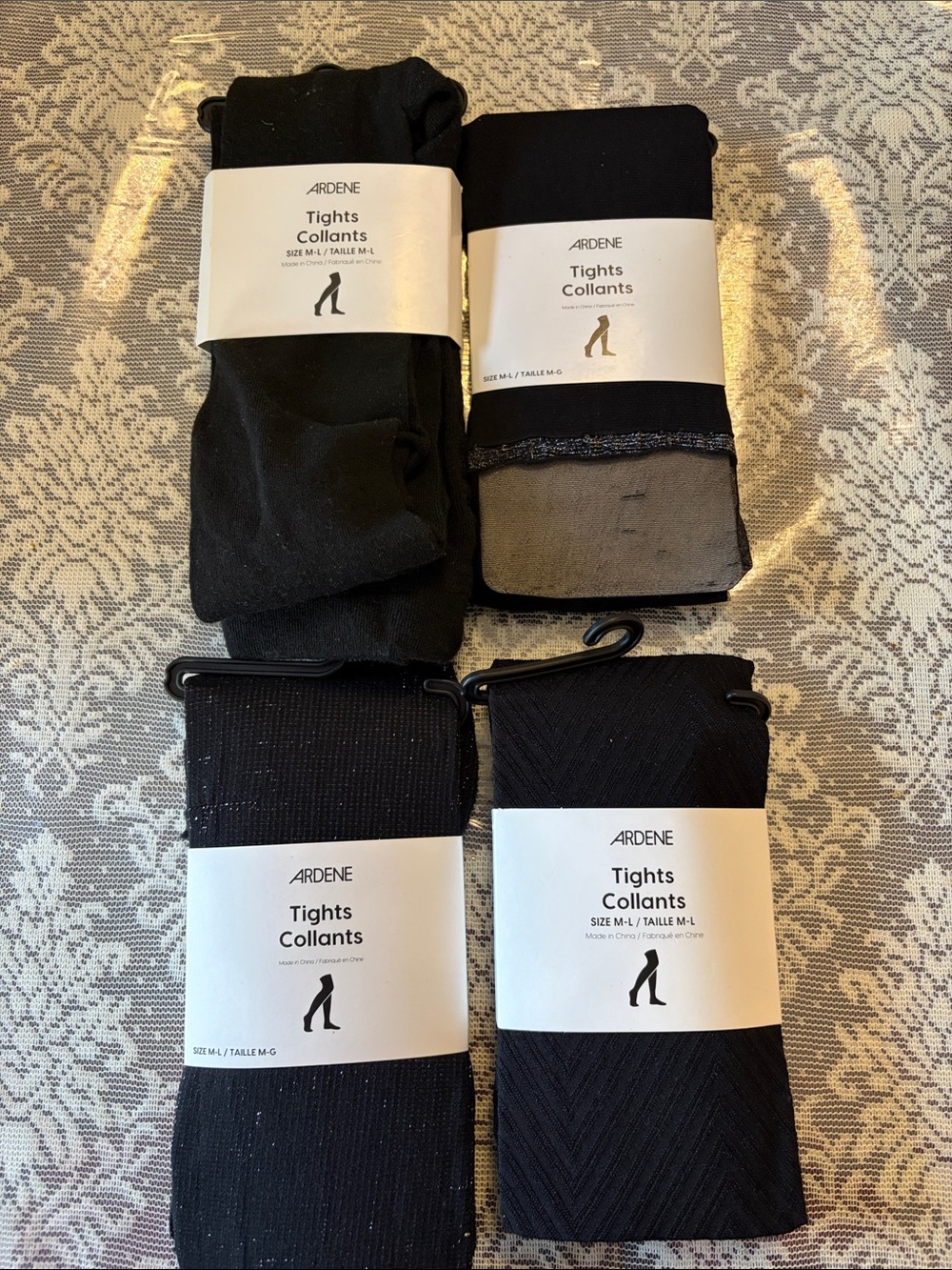 Ardene Black Women's Tights Variety Pack - 4 Pair